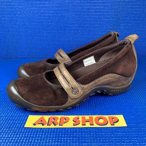 🔴 MERRELL PLAZA BANDEAU Womens US 7 Chocolate Mary Jane Slip-on Shoes J46114 - Picture 1 of 8